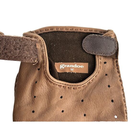 Vintage Grandoe BILL BLASS Brown Leather Driving Gloves M-size - NEW !Rare! - Picture 4 of 6